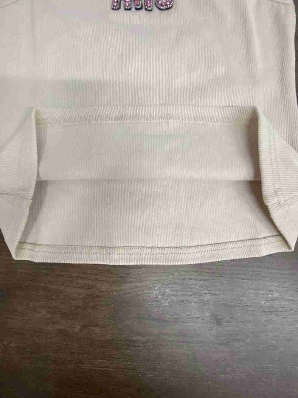 ⚡ Women Off‑White Fitted Knit Tank Top Pink Rhinestone Daily Layering Top - Picture 4 of 5